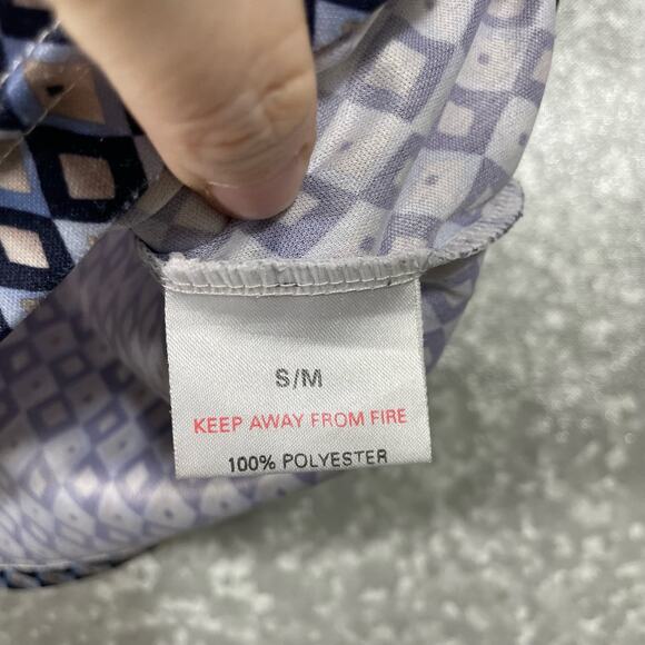 Mardi Gras Vintage Blue Diamond Patterned Collared Baby Tee - Size S/M - Cropped - Picture 5 of 6